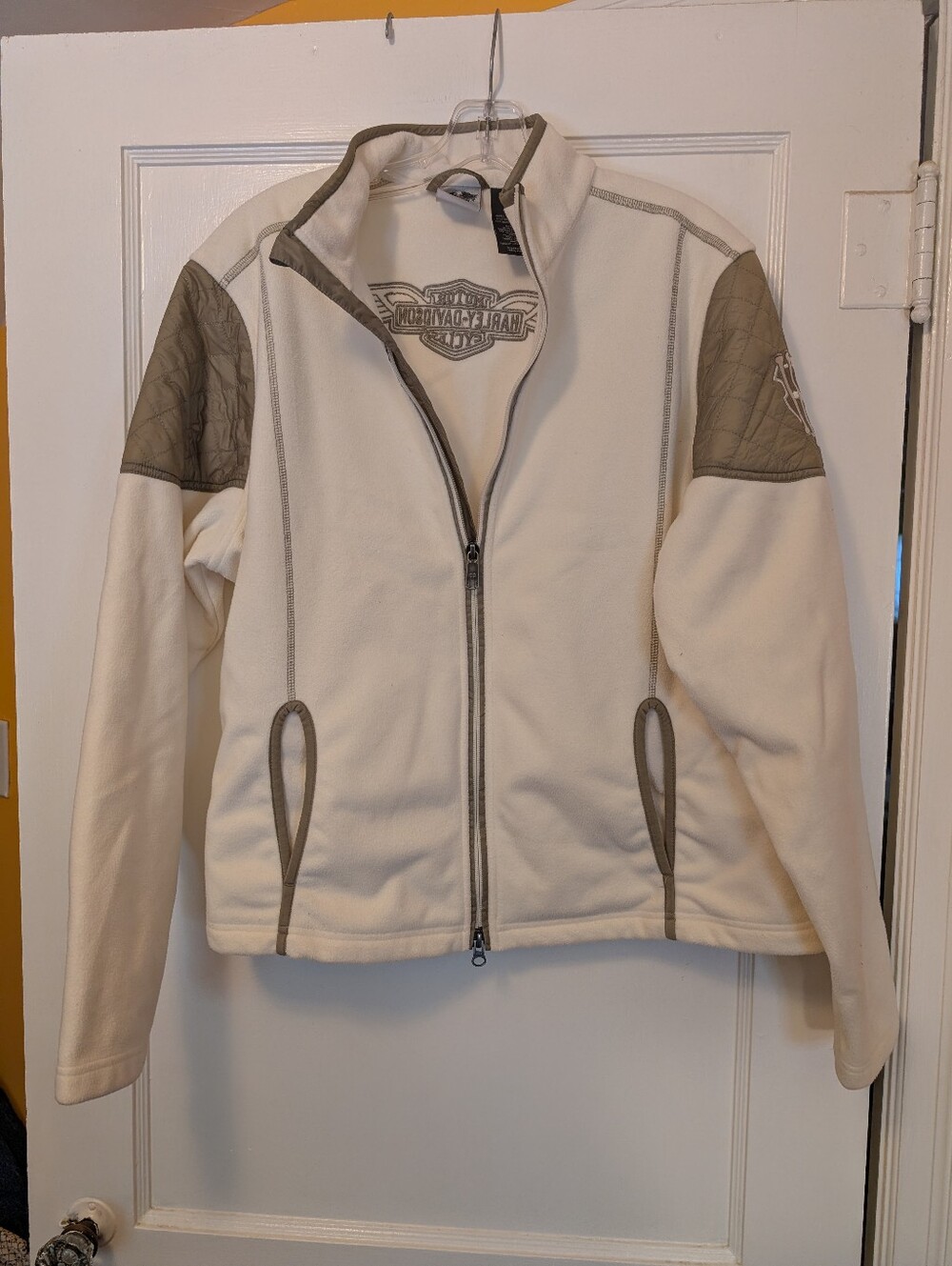 Harley-Davidson Cream Fleece Zip Jacket with Taupe Accents